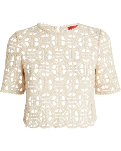MAX&Co. Lace-detail Cropped Top - White