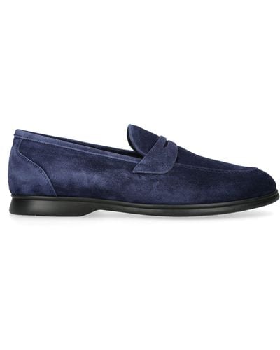 Kiton Suede Penny Loafers - Blue