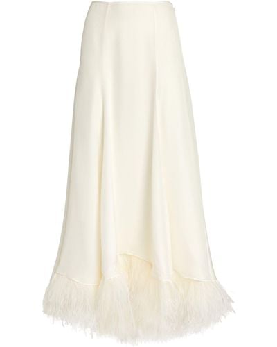 TOVE Silk Feather-trim Renee Skirt - White