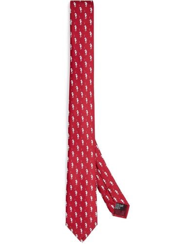 Giorgio Armani Silk Jacquard Seahorse Tie - Red