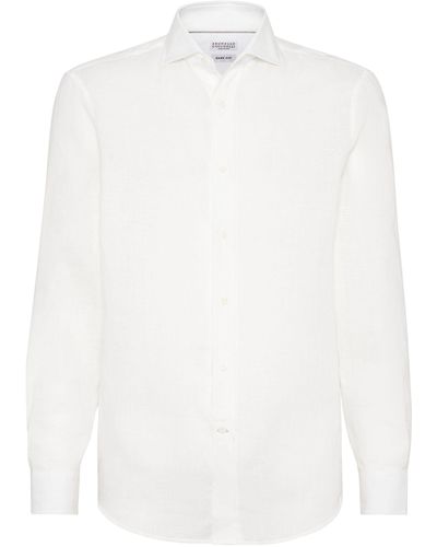 Brunello Cucinelli Linen Long-sleeve Shirt - White