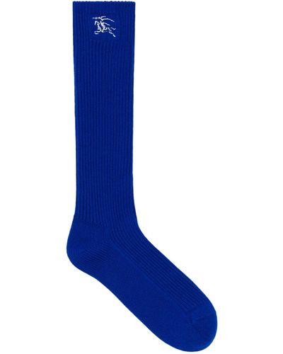 Burberry Cashmere-blend Ekd Embroidered Socks - Blue
