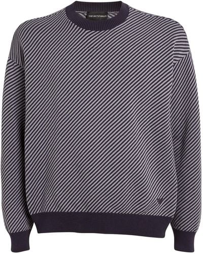 Emporio Armani Two-tone Striped Sweater - Gray