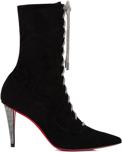 Christian Louboutin Astrid 85mm Suede Lace-up Booties - Black