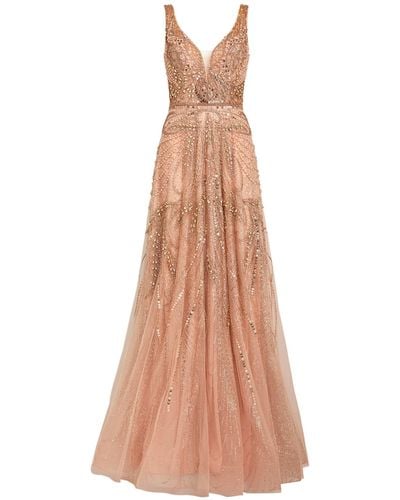 Jovani Embroidered V-neck Gown - Metallic