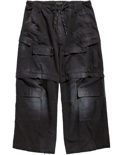 Balenciaga Distressed Cargo Trousers - Black