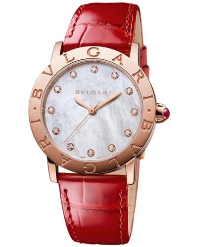 BVLGARI Rose Gold, Mother-of-pearl And Diamond Watch 33mm - Red