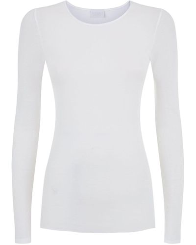 Hanro Cotton Seamless Long Sleeve Top - White