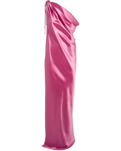 Max Mara Silk Satin Maxi Dress - Pink