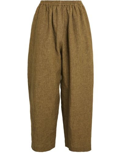 Eskandar Linen Cropped Japanese Pants - Green