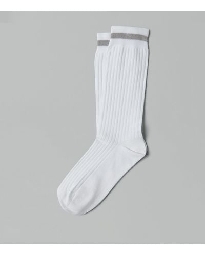 Brunello Cucinelli Cotton Ribbed Socks - White