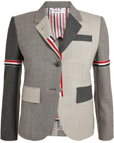 Thom Browne Wool High Armhole Tricolour Sport Coat - Grey