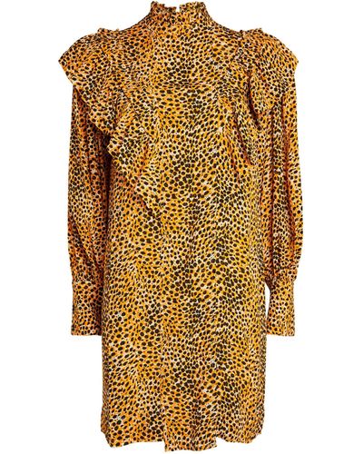 Ganni Ruffle-detail Mini Dress - Yellow