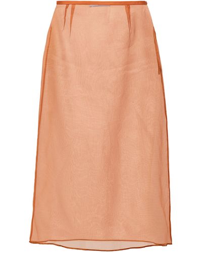 Prada Silk Organza Midi Skirt - Orange