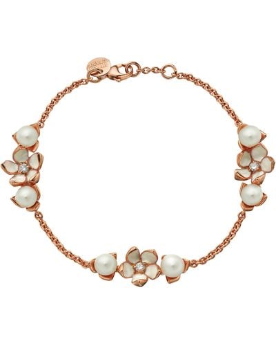 Shaun Leane Gold Vermeil, Diamond And Pearl Cherry Blossom 3 Flower Bracelet - Metallic