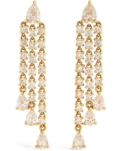 Anita Ko Yellow Gold And Diamond Pear Fringe Drop Earrings - Metallic