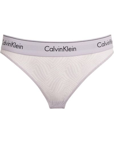 Calvin Klein Modern Lace Semi-sheer Bikini Briefs - White
