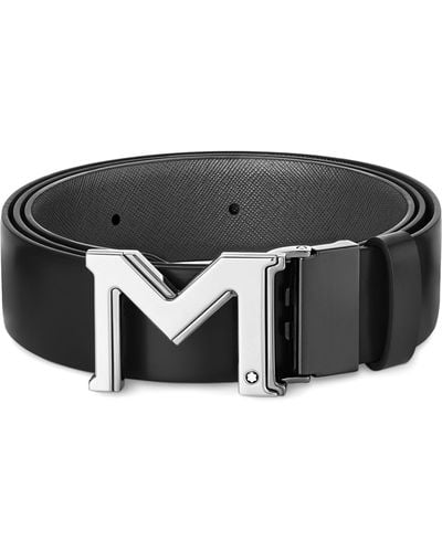 Montblanc Leather Reversible M Belt - Black