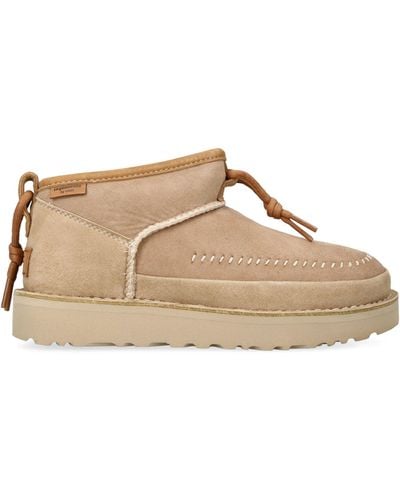 UGG Suede Ultra Mini Crafted Regenerate Boots - Natural