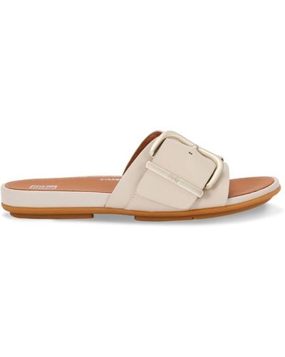 Fitflop Leather Gracie Slides - Natural