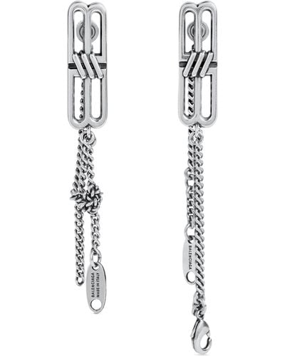 Balenciaga Brass Chain Clasp Earrings - White