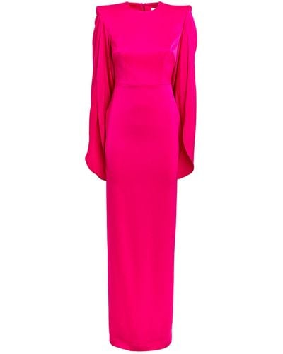 Alex Perry Satin Crepe Cape-detail Gown - Pink