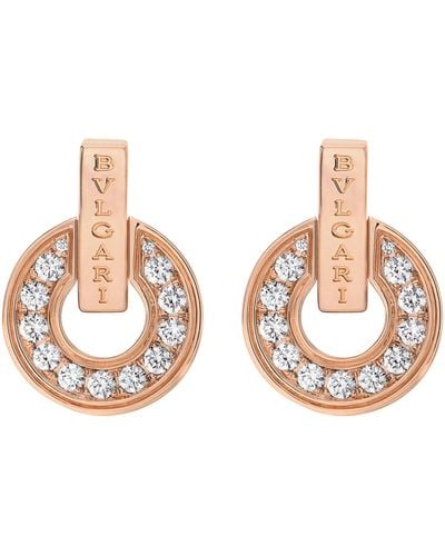 BVLGARI Rose Gold And Diamond Earrings - Metallic