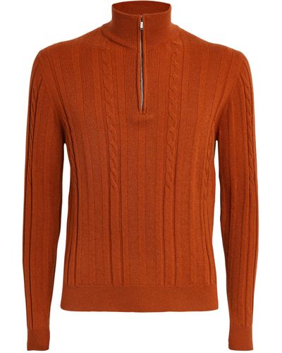 FIORONI CASHMERE Cashmere Quarter-zip Sweater - Brown