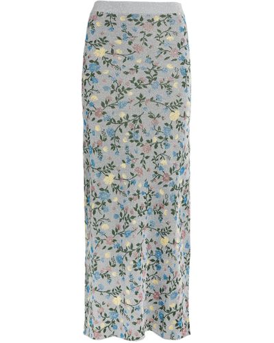 Rabanne Floral Jacquard Midi Skirt - Gray