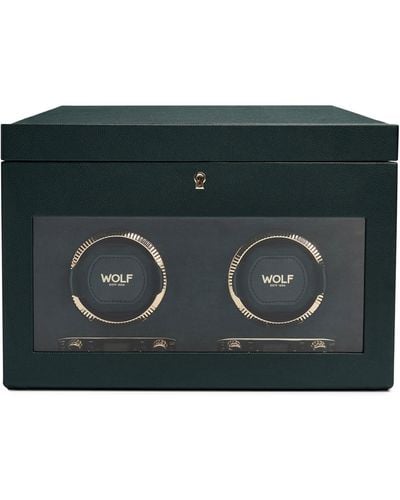 Wolf Vegan Leather Double Watch Winder - Green