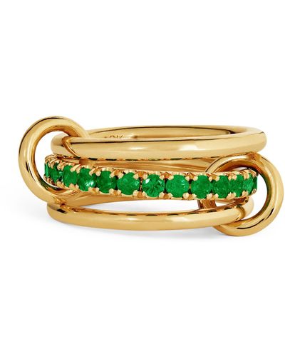 Spinelli Kilcollin Yellow Gold And Emerald Petunia Ring - Green