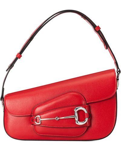 Gucci Small Asymmetric Horsebit Shoulder Bag - Red