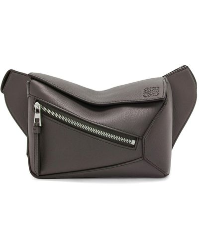 Loewe Mini Leather Puzzle Belt Bag - Gray