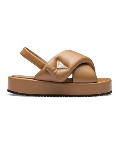 Prada Padded Leather Slingback Sandals 35 - Brown