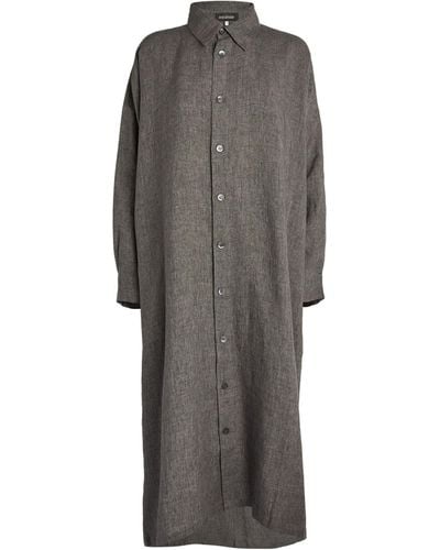 Eskandar A-line Shirt Midi Dress - Grey