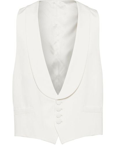 Brunello Cucinelli Silk Twill Waistcoat - White