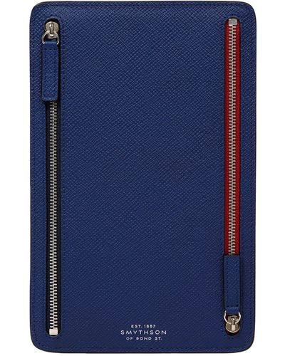 Smythson Panama Leather Multi-zip Travel Wallet - Blue
