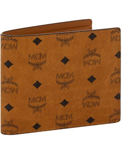 MCM Logo Coated Canvas & Leather Wallet - Brown