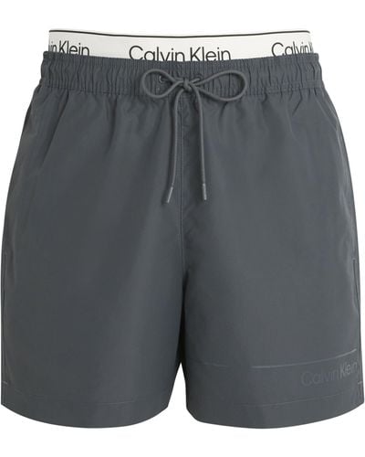 Calvin Klein Meta Legacy Waistband Swim Shorts - Gray
