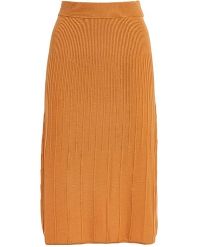 JOSEPH Merino Wool Rib-knit Midi Skirt - Orange