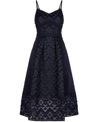 Ted Baker Mixed Geo Lace Midi Dress - Blue