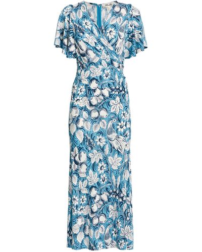 Diane von Furstenberg Floral Print Midi Dress - Blue