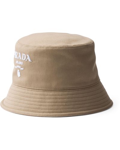 Prada Cotton Drill Bucket Hat - Natural