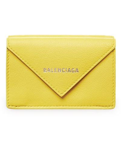 Balenciaga Mini Leather Papier Wallet - Yellow