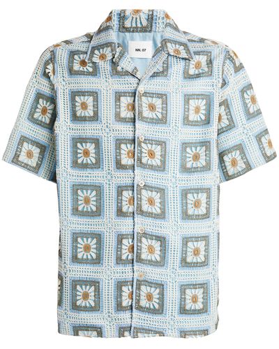 NN07 Crochet Short-sleeve Shirt - Blue