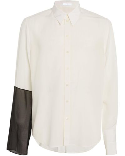 Helmut Lang Silk Constrast-sleeve Shirt - White