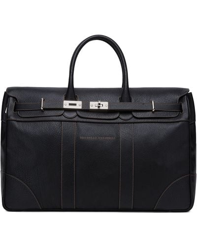 Brunello Cucinelli Leather Weekender Duffle Bag - Black