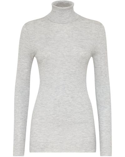 Brunello Cucinelli Cashmere-blend Rollneck Sweater - White