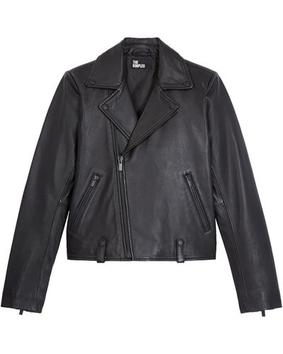 The Kooples Leather Biker Jacket - Black