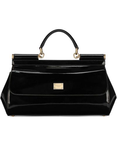 Dolce & Gabbana Medium Patent Sicily Top-handle Bag - Black